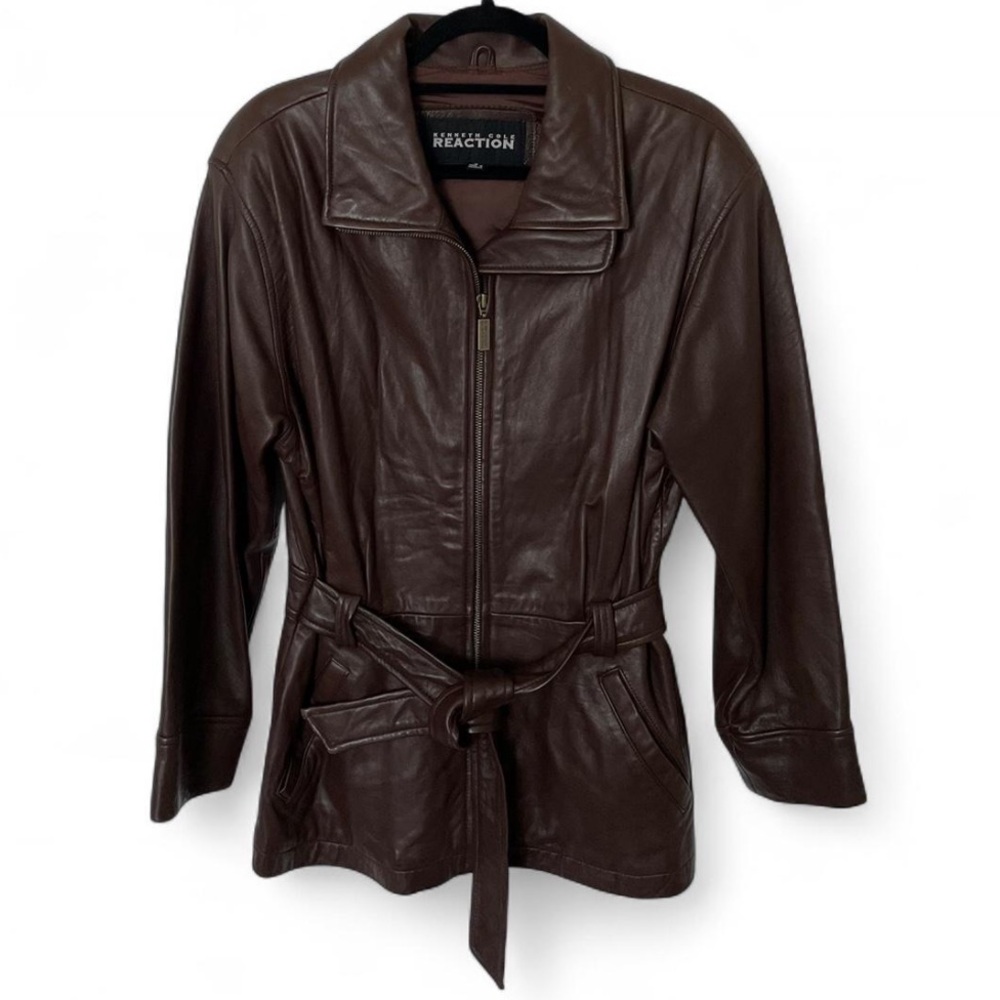 Vintage Kenneth Cole Reaction Dark Brown Leather Jacket